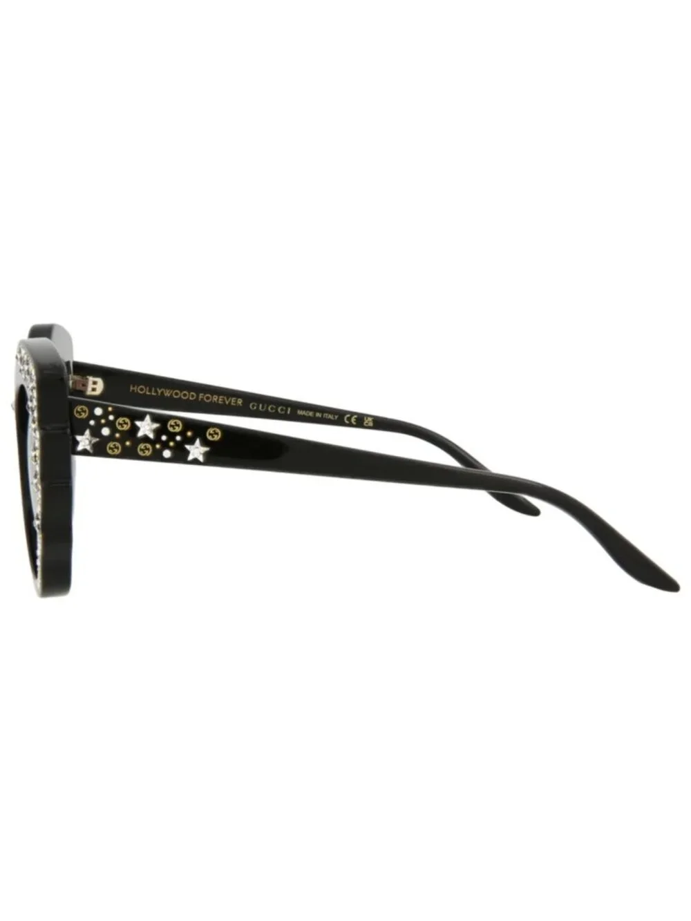 New Gucci Women's Sunglasses Cat Eye Acetate Frame Black Black Red